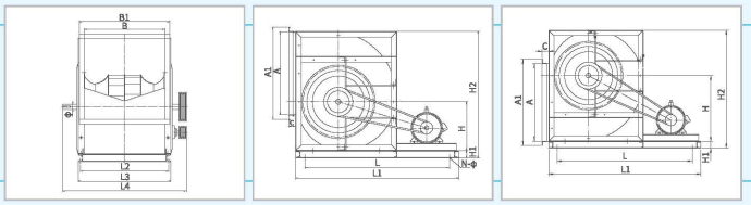 XFM后傾高壓雙進風(fēng)套裝風(fēng)機外觀尺寸1 XFM后傾高壓雙進風(fēng)套裝風(fēng)機外觀尺寸1
